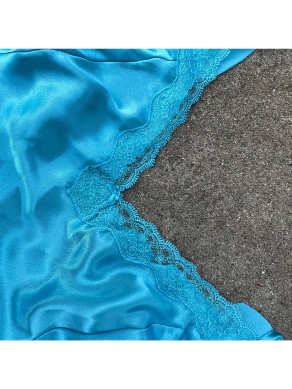 Vintage Y2K Blue Satin Slip Dress Cami Fairycore Plus Size 1X Coquette Lingerie - Picture 8 of 12